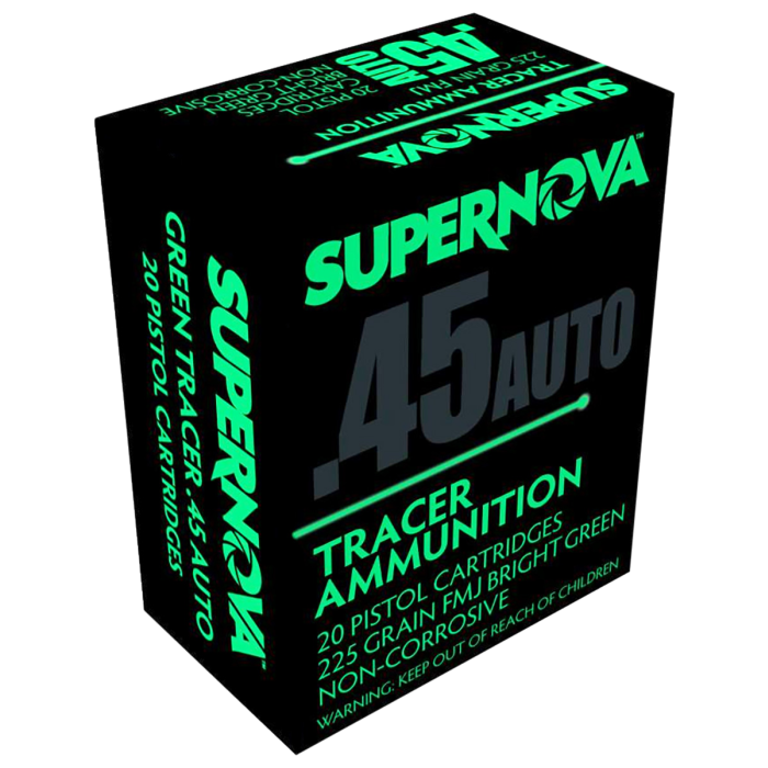 NEW PRODUCT! Supernova .45 ACP 225 Grain Green Tracer Ammunition 20 Rounds