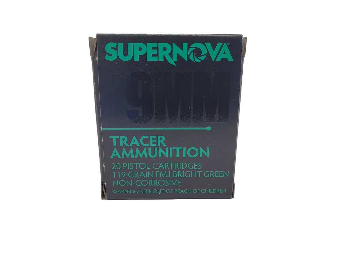 NEW PRODUCT! Supernova 9mm 119Gr Green Tracer Ammunition 20 Rounds