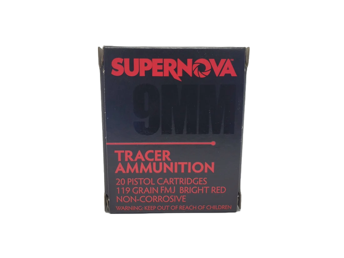 NEW PRODUCT! Supernova 9mm 119Gr Red Tracer Ammunition 20 Rounds