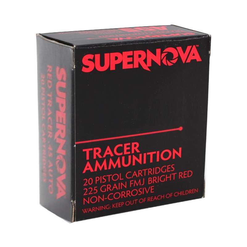 NEW PRODUCT! Supernova .45 ACP 225 Grain Red Tracer Ammunition 20 Rounds